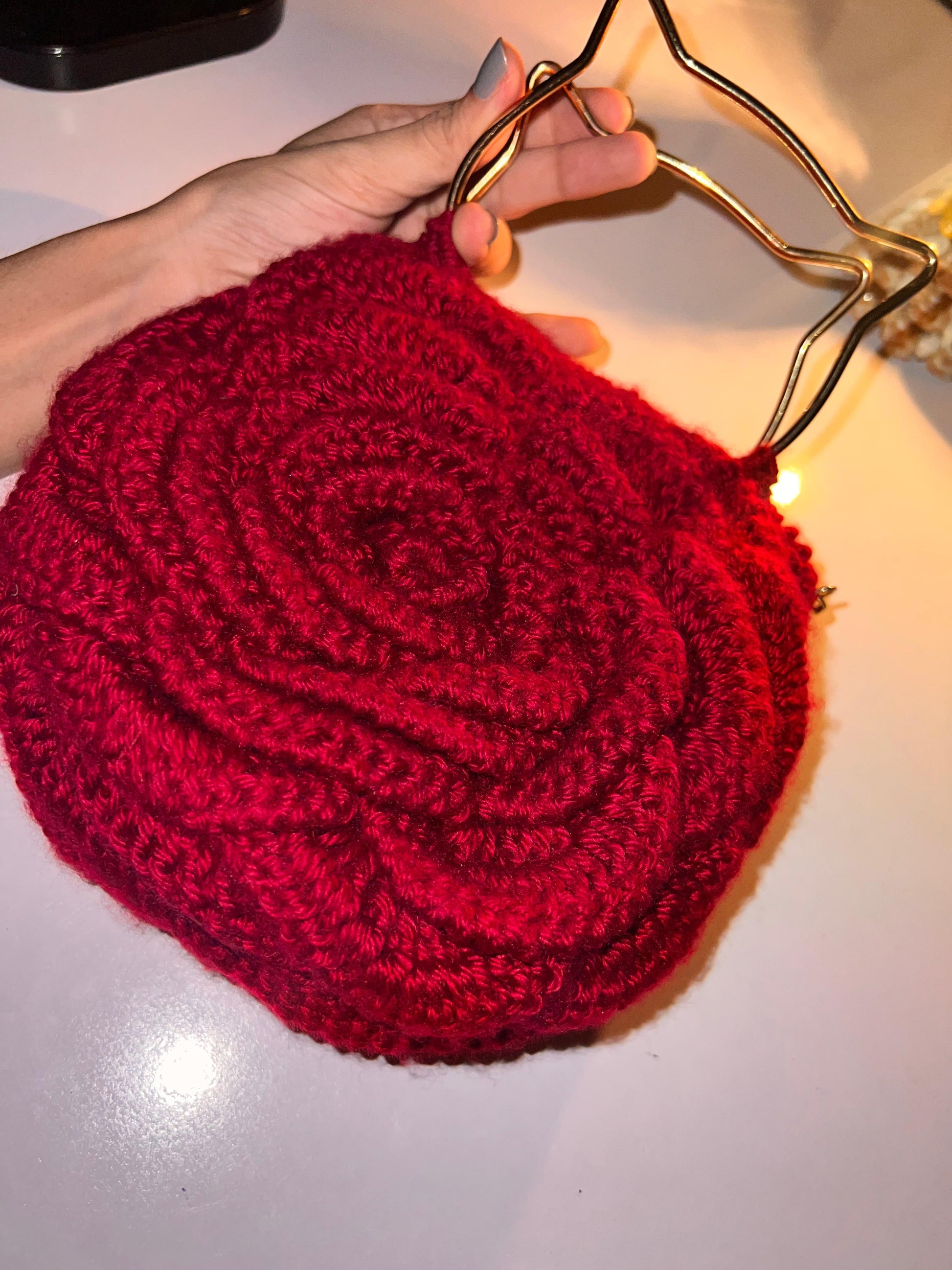 Crochet hand made rose bag /boho crochet rose purse