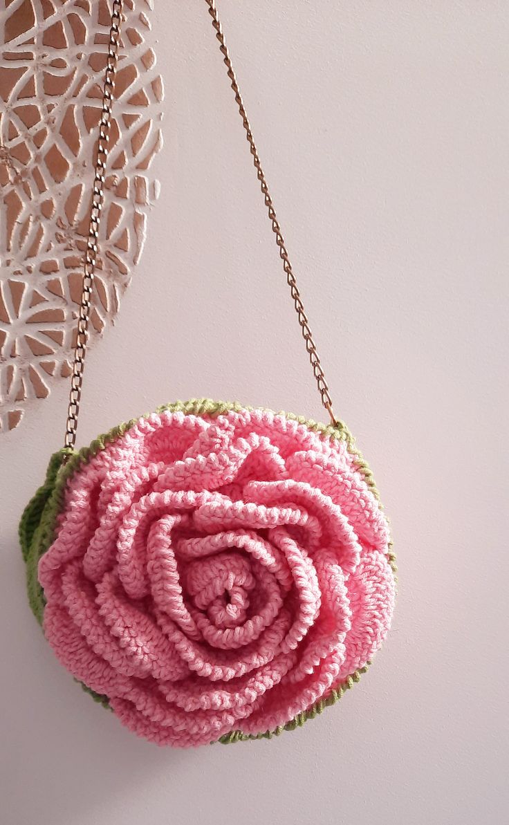 Crochet hand made rose bag /boho crochet rose purse
